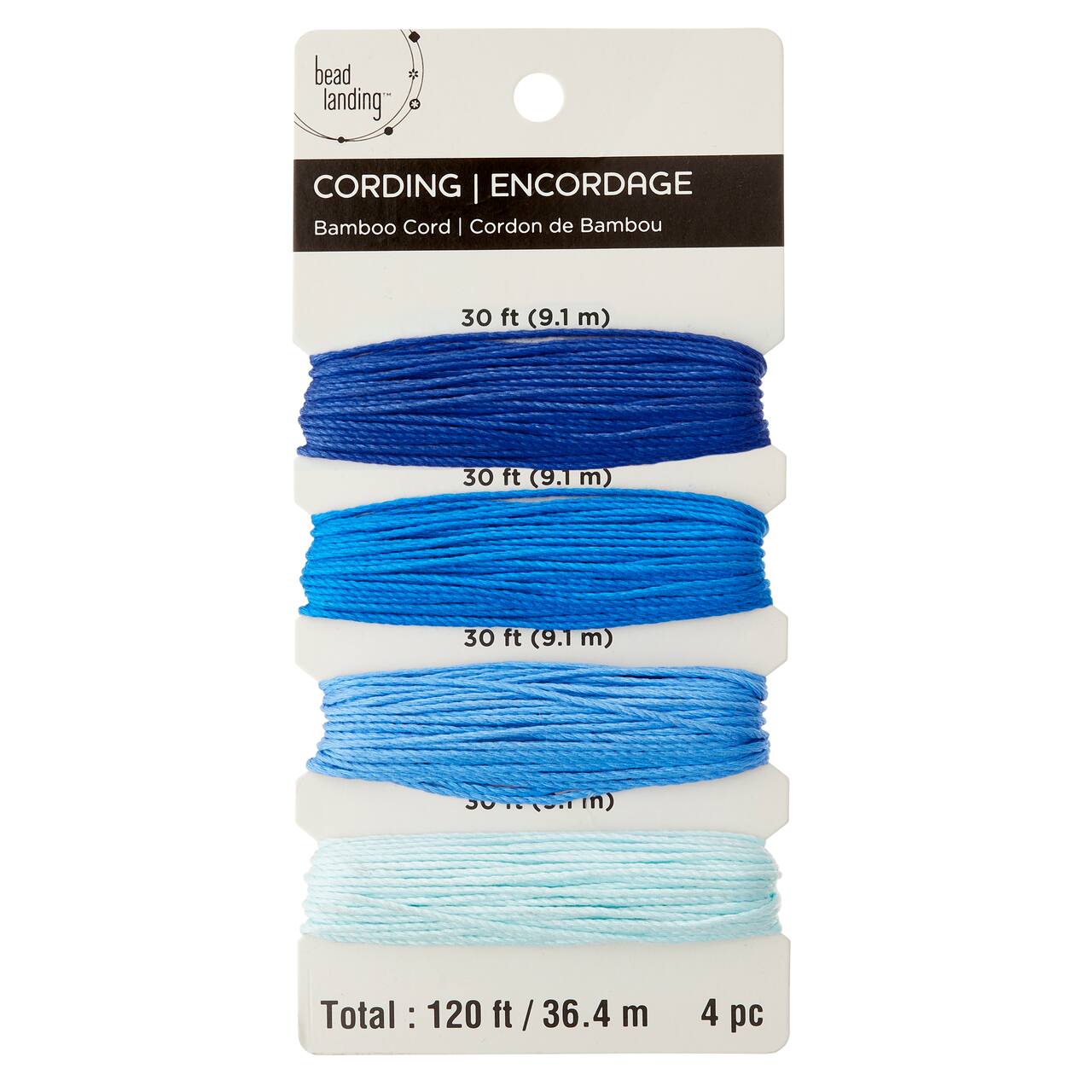 6 Packs: 4 ct. (24 total) 1mm Blues Bamboo Cording by Bead Landing™